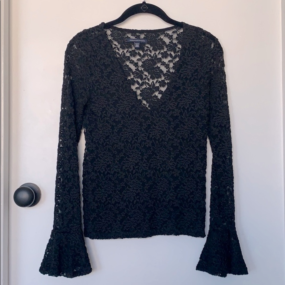 American Eagle Lace V-Neck Long Sleeve Blouse